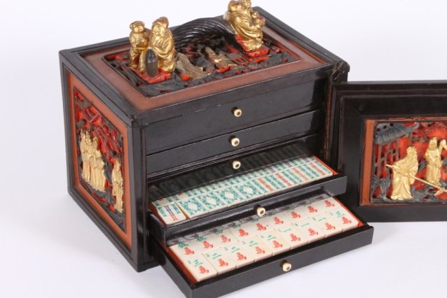 A Set of Chinese Antique Pure Hand-carved Mahjong With Pulp - Denmark