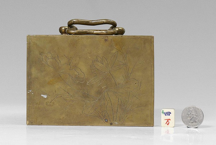 Small brass box with fine carving